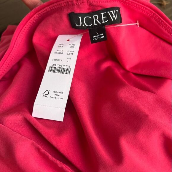 J.Crew Ruched long-sleeve matte jersey top Dragon Fruit NWT L - Picture 4 of 6